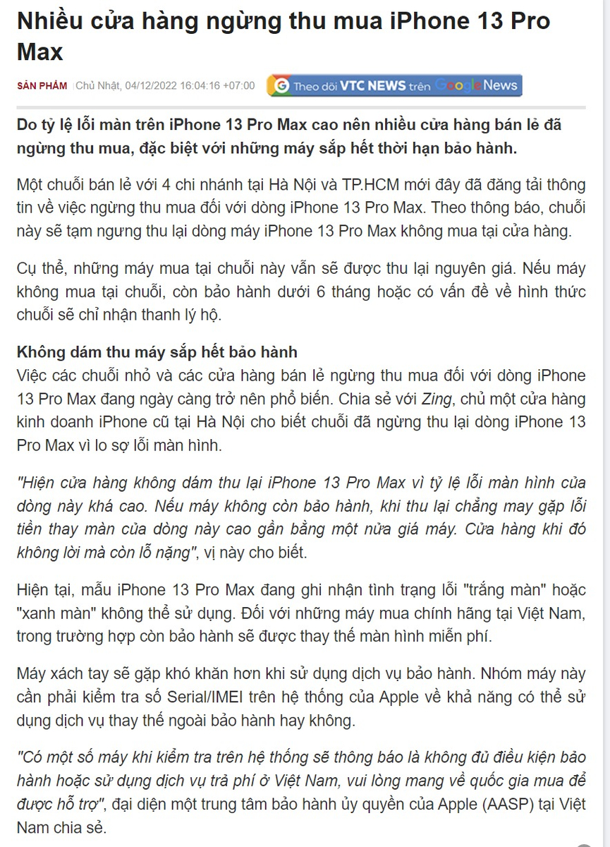 Ái chà chà....Nhiều cửa hàng ngừng thu mua iPhone 13 Pro Max