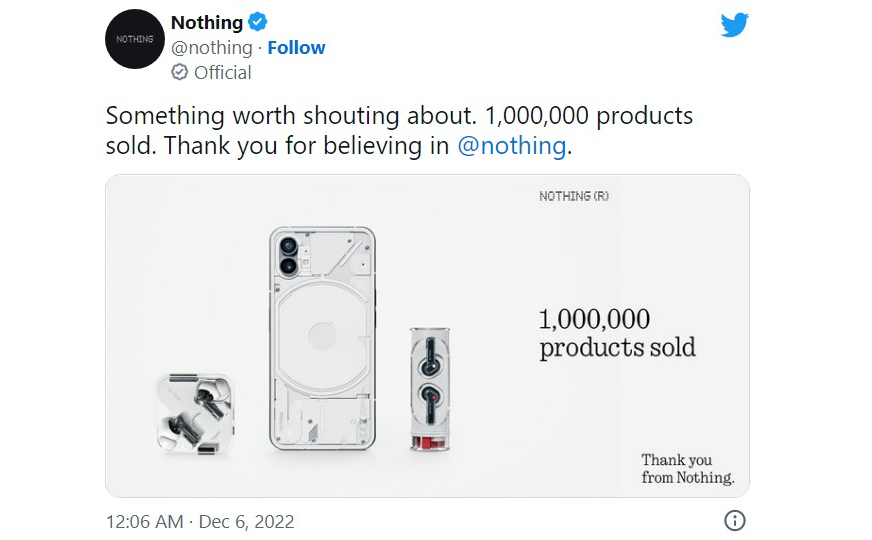 Nothing công bố đã bán được 1 triệu sản phẩm, có kế hoạch bán điện thoại ở Mỹ