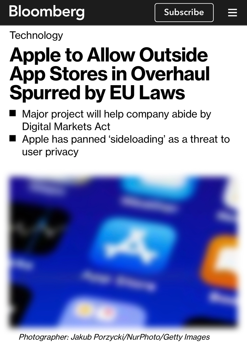 Apple sẽ phải mở iOS cho các chợ ứng dụng khác được cài đặt, đồng nghĩa với việc side-load app,...