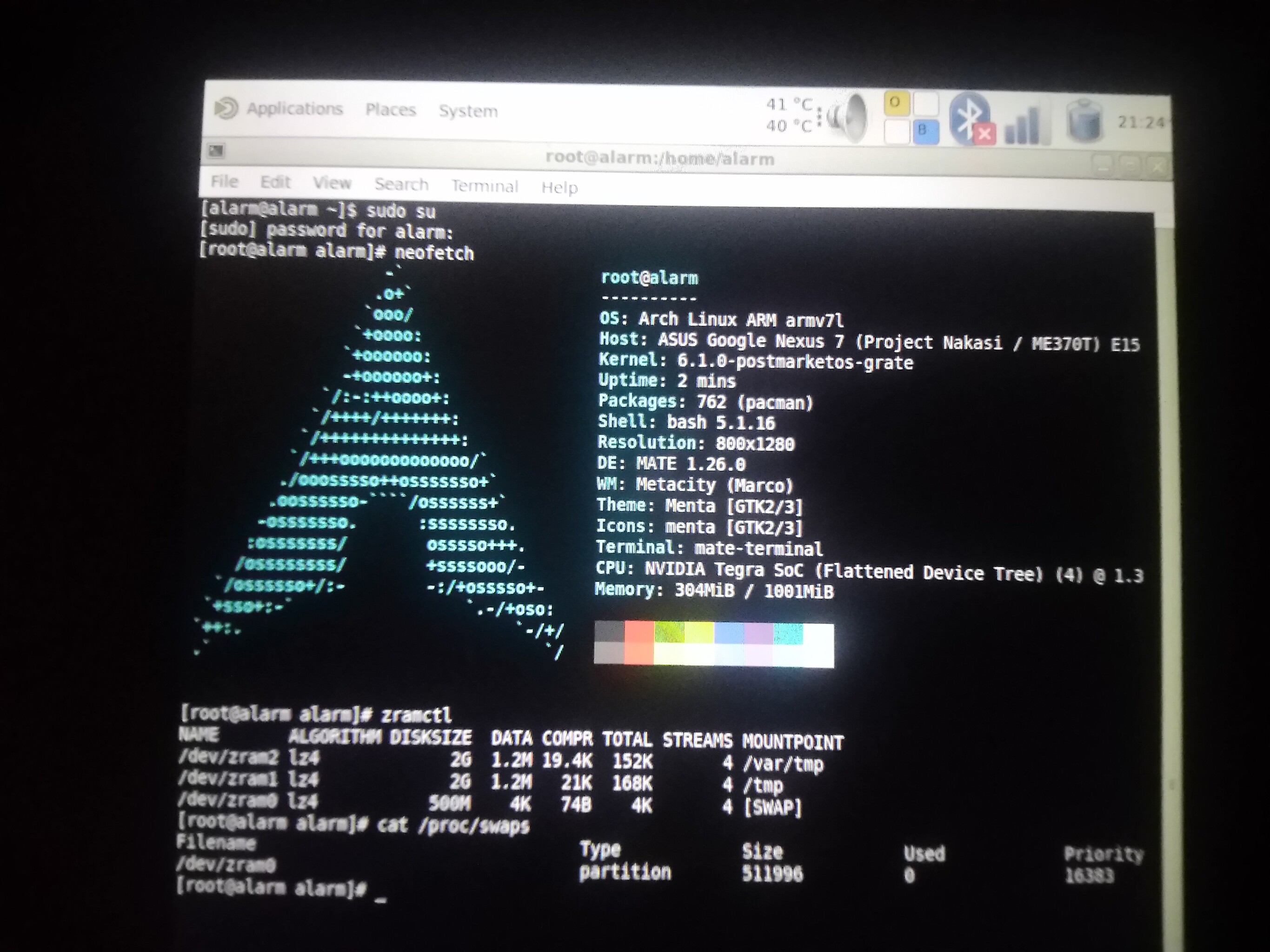 Archlinux ARM Nexus 7 2012 wifi 3G rev.E1565 kernel-6.1.0-postmarketos-grate