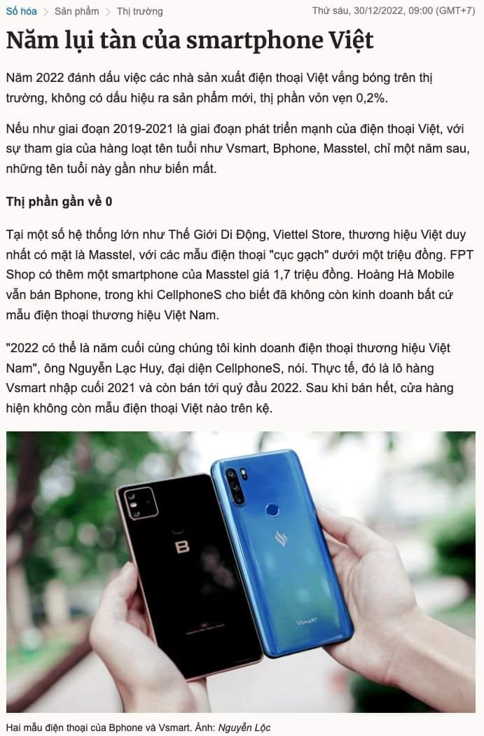 Smartphone Việt đến và đi nhanh như một cơn gió