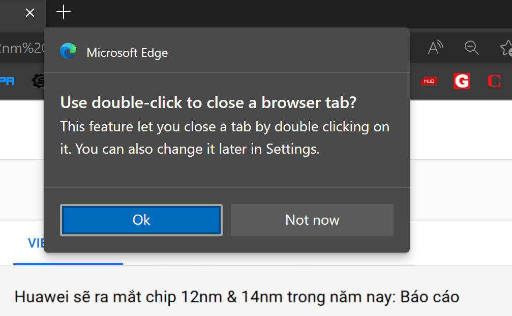 Tính năng mới Microsoft Edge: double click để đóng tab