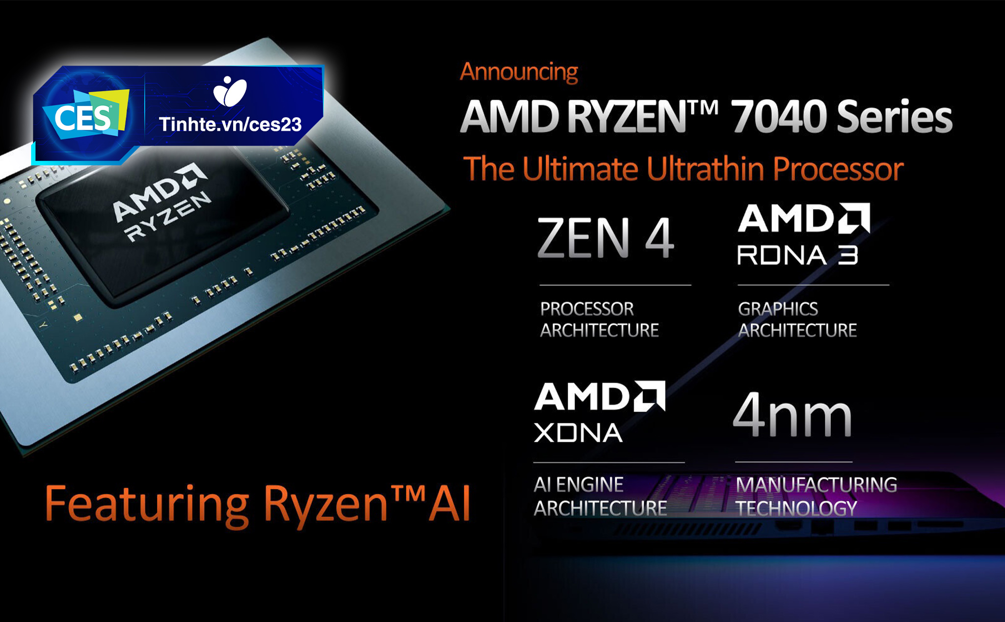 #CES23: AMD ra mắt Ryzen Mobile 7000 series: tiến trình 4nm, RDNA3, tích hợp NPU xử lý AI