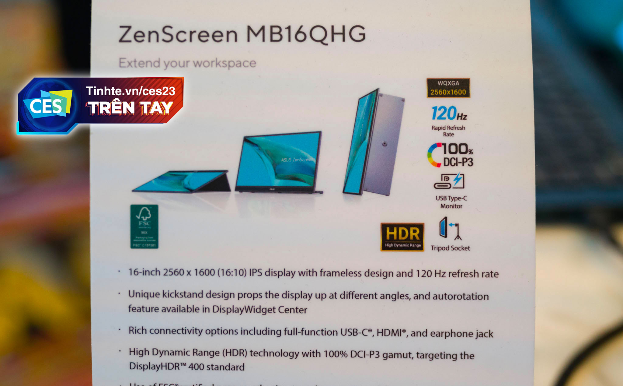 Trên tay màn hình đi động ASUS ZenScreen MB16QHG: màu sắc đẹp, nhiều tính năng