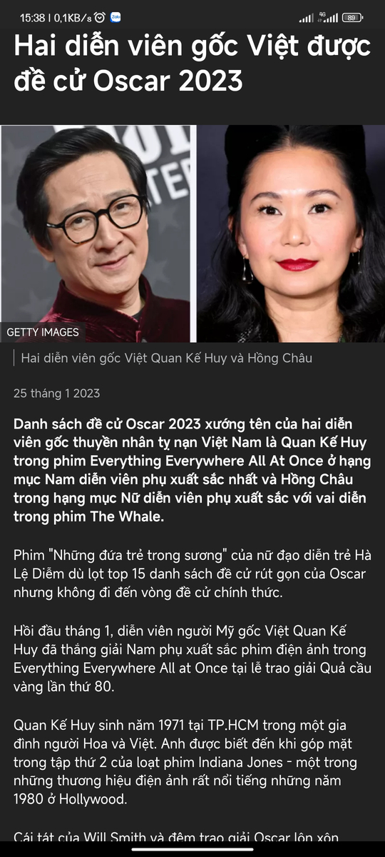 Hai diễn viên gốc Việt được đề cử Oscar 2023