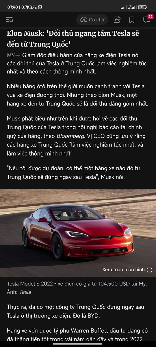 Elon Musk: 'Đối thủ ngang tầm Tesla sẽ đến từ Trung Quốc'