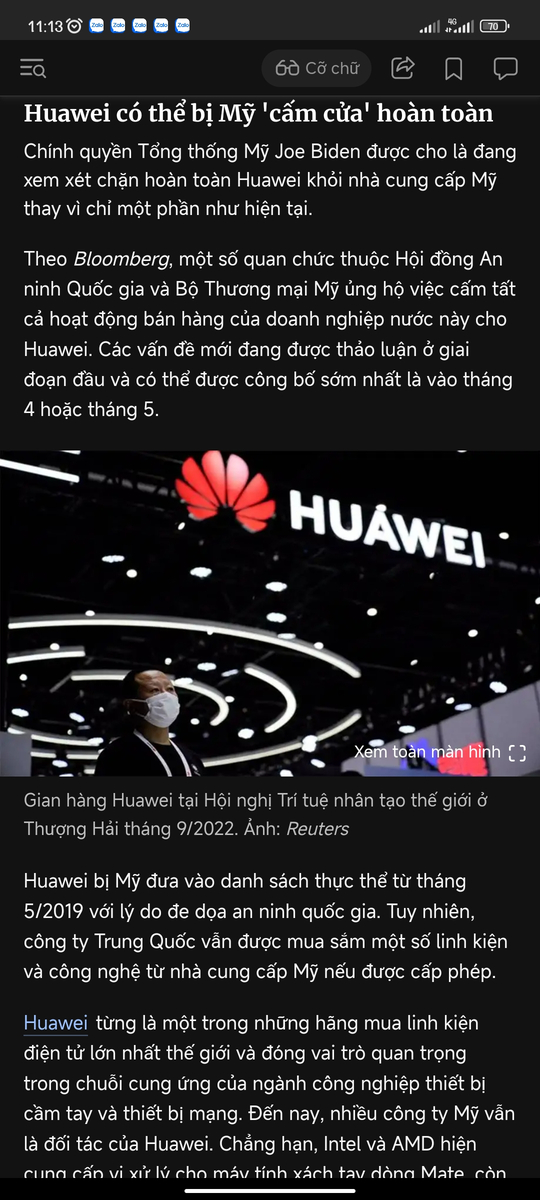 Huawei có thể bị Mỹ 'cấm cửa' hoàn toàn