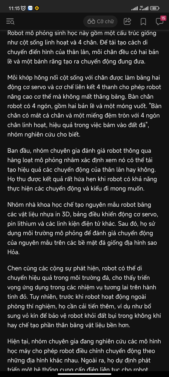 Robot thằn lằn có thể hoạt động trên sao Hỏa