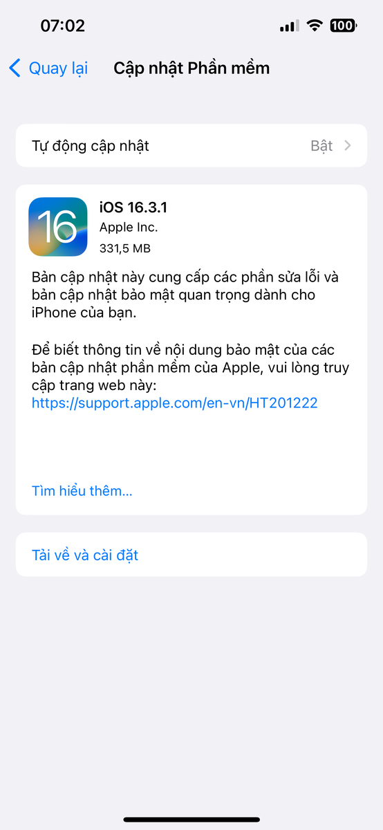 Lên luôn anh em ! iOS 16.3.1
