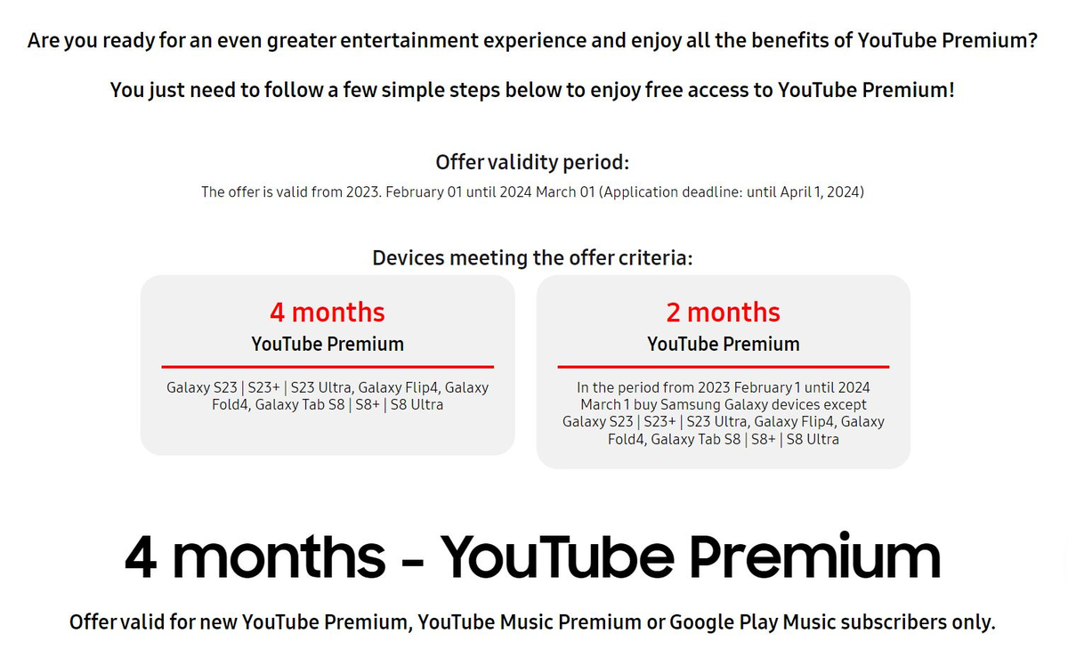 AE fan Samsung tiếp tục được nhận gói 4 tháng Youtube Premium trải nghiệm khi sở hữu các dòng SS...