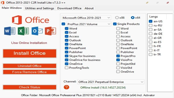 instal Office 2013-2021 C2R Install v7.7.3