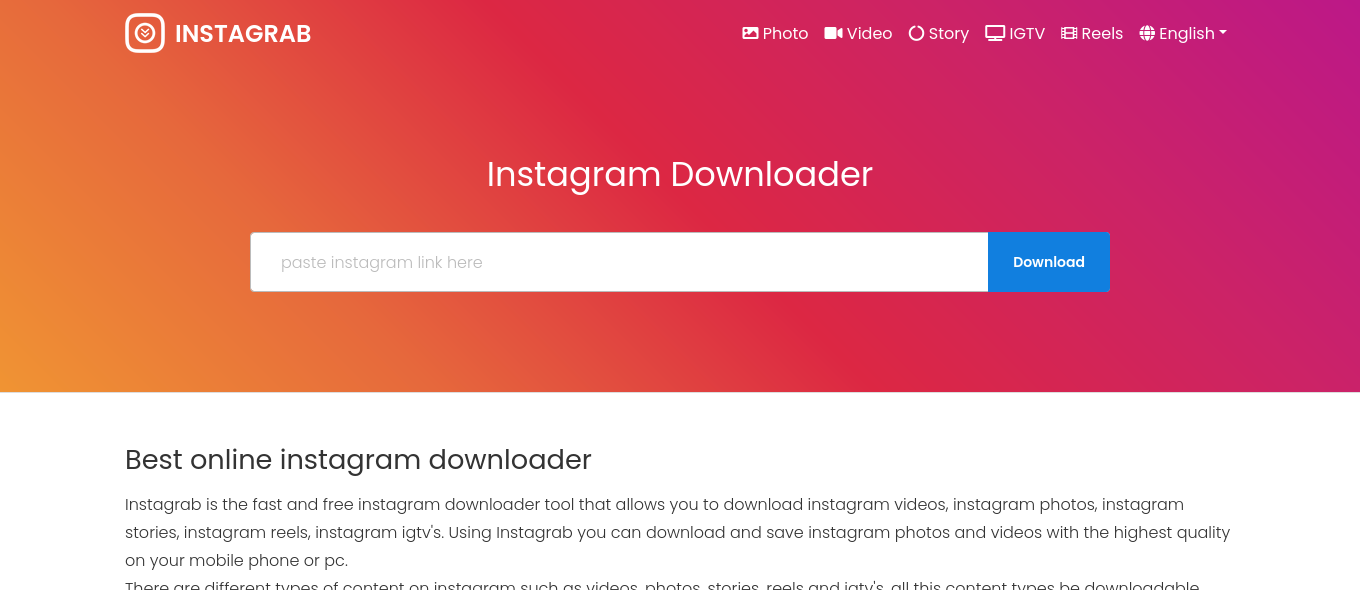 Cách tải xuống ảnh, video, câu chuyện, IGTV từ Instagram bằng Instagrab