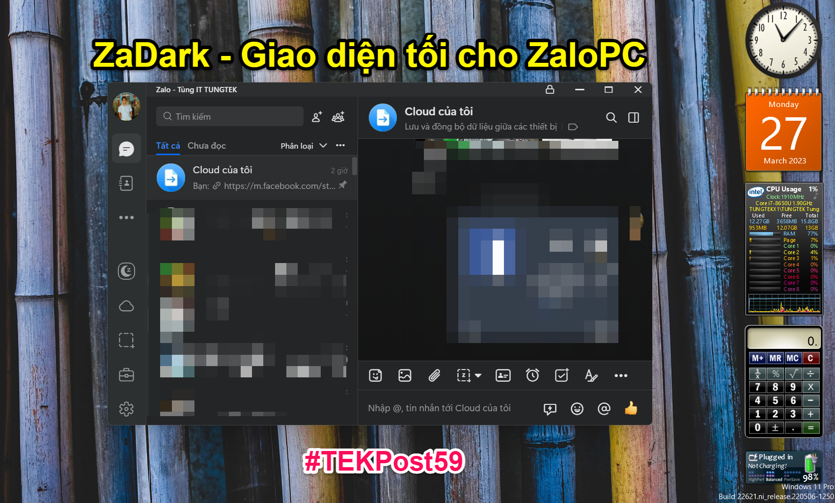 ZaDark hay giao diện tối cho ZaloPC - #TEKPost59