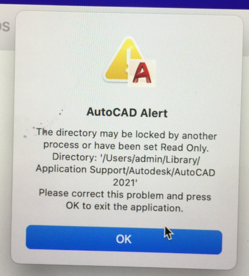 Lỗi khi cài Autocad 2020 cho macbook.