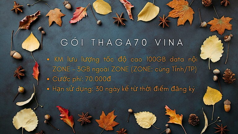 Goi THAGA70 VinaPhone 70K co 90GB data 4G/5G dung 1 thang