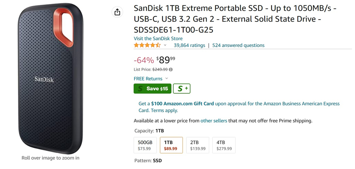 Amazon: Sandisk giảm giá ổ SSD di động tới 70%.