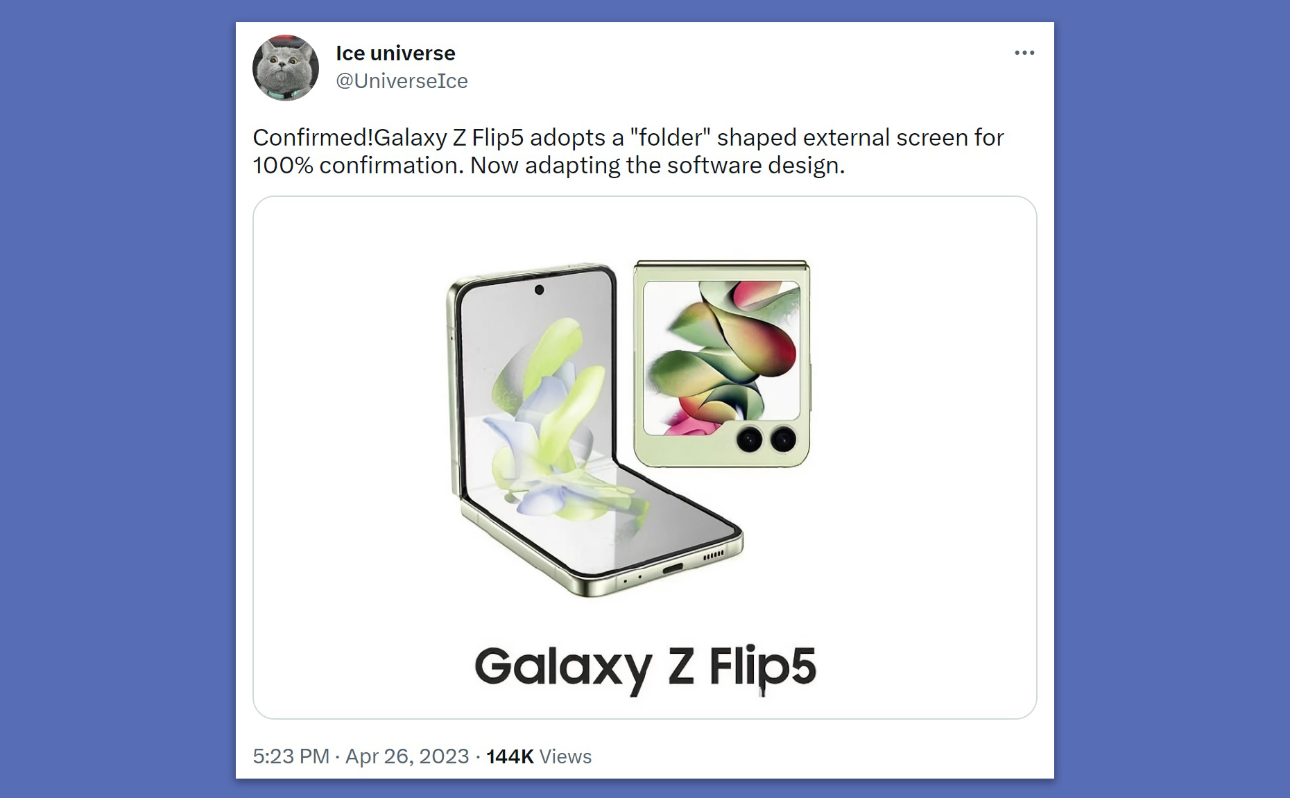 Màn hình ngoài Galaxy Z Flip5 sẽ có hình dạng giống như icon folder?