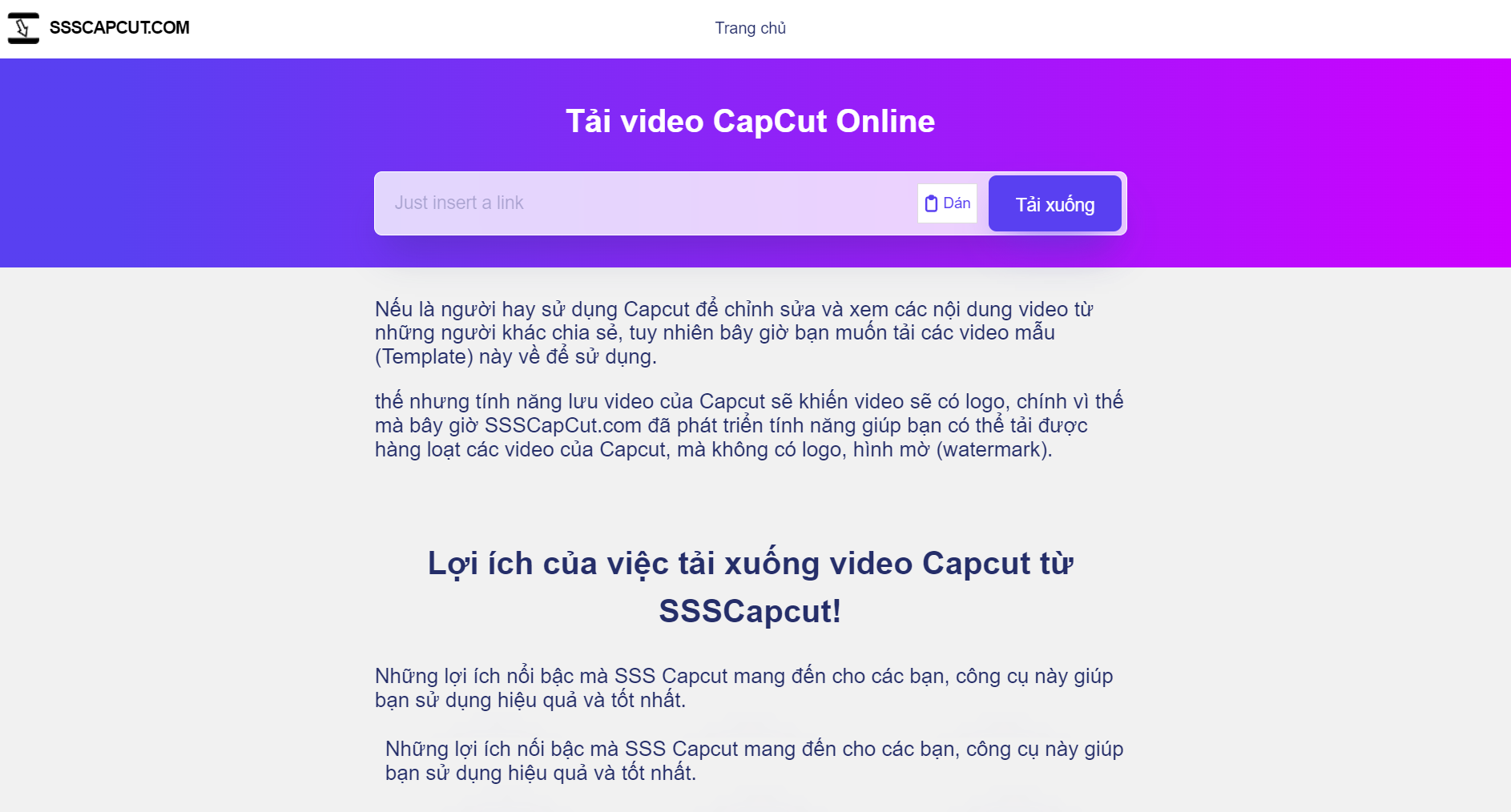 Cách tải video Capcut không logo, Lưu video mẫu ko ID với SSScap.net