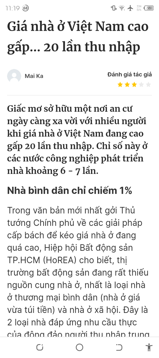 Theo mình Giá bất động sản ở Việt Nam tăng cao chính vì tâm lí ai cũng muốn sở hữu nhà bằng được...