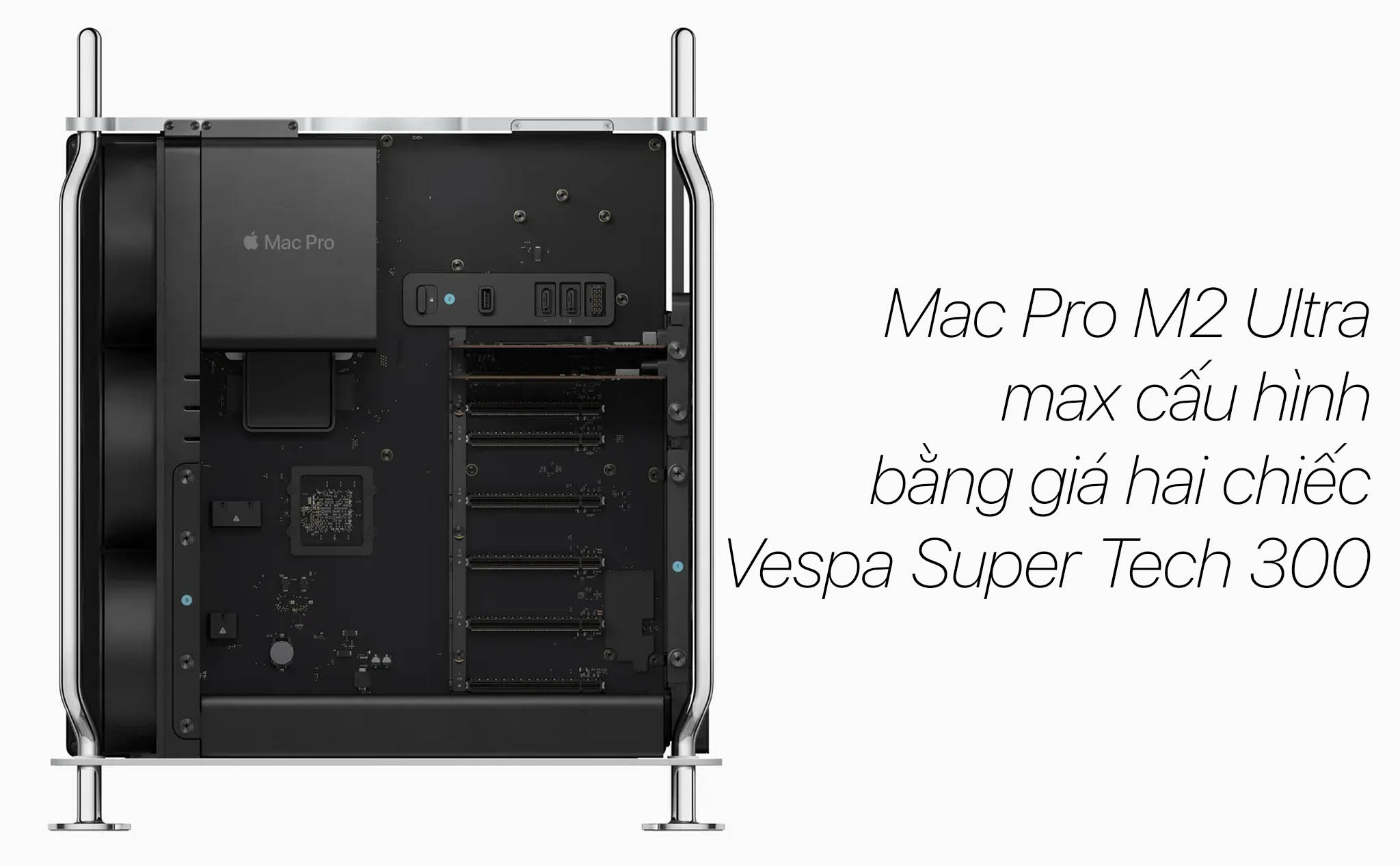 Mac Pro M2 Ultra max cấu hình có giá 326.516.000 Đồng, rẻ gấp 4 lần so với Mac Pro Xeon full option