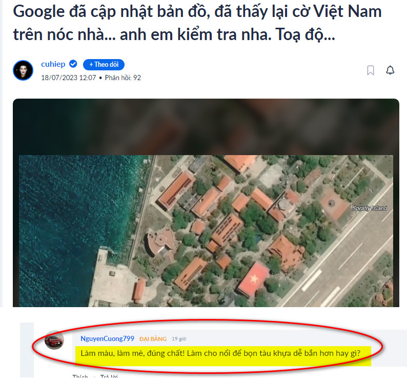 Anh em nghĩ gì về một người Việt Nam viết nội dung comment như thế này?