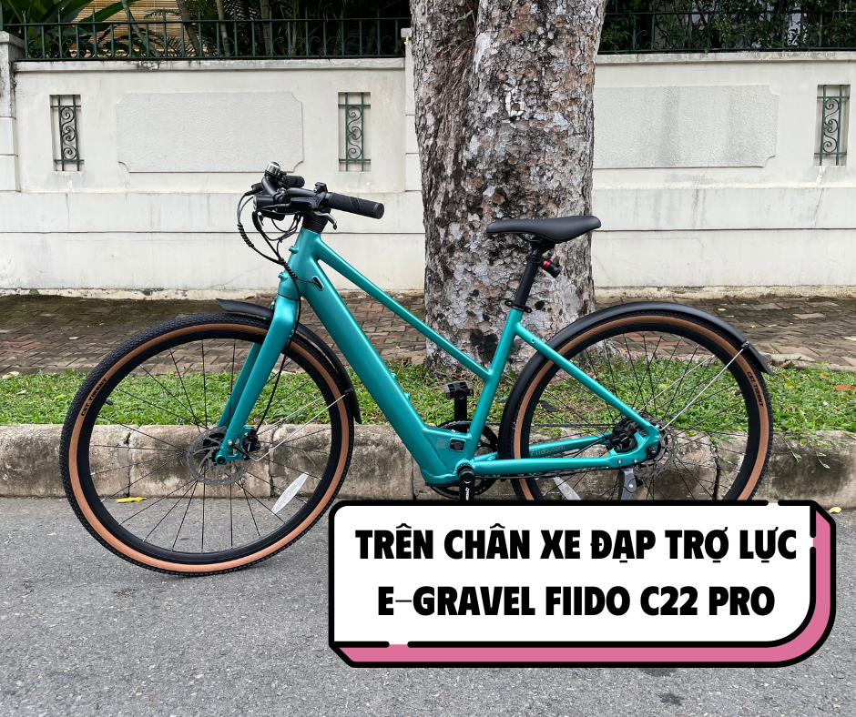 Trên chân xe đạp trợ lực điện E-Gravel Fiido C22 Pro - Nặng chỉ 17.5kg