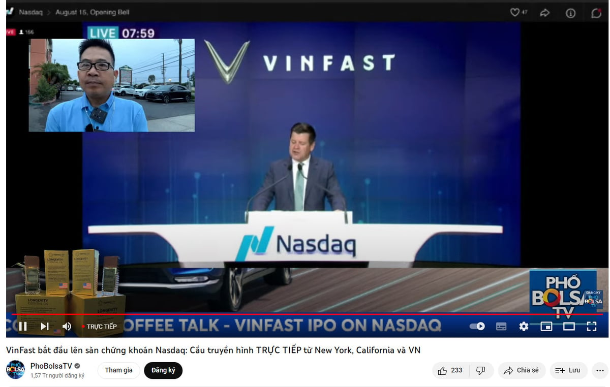 Đang live Vinfast lên sàn Nasdaq.