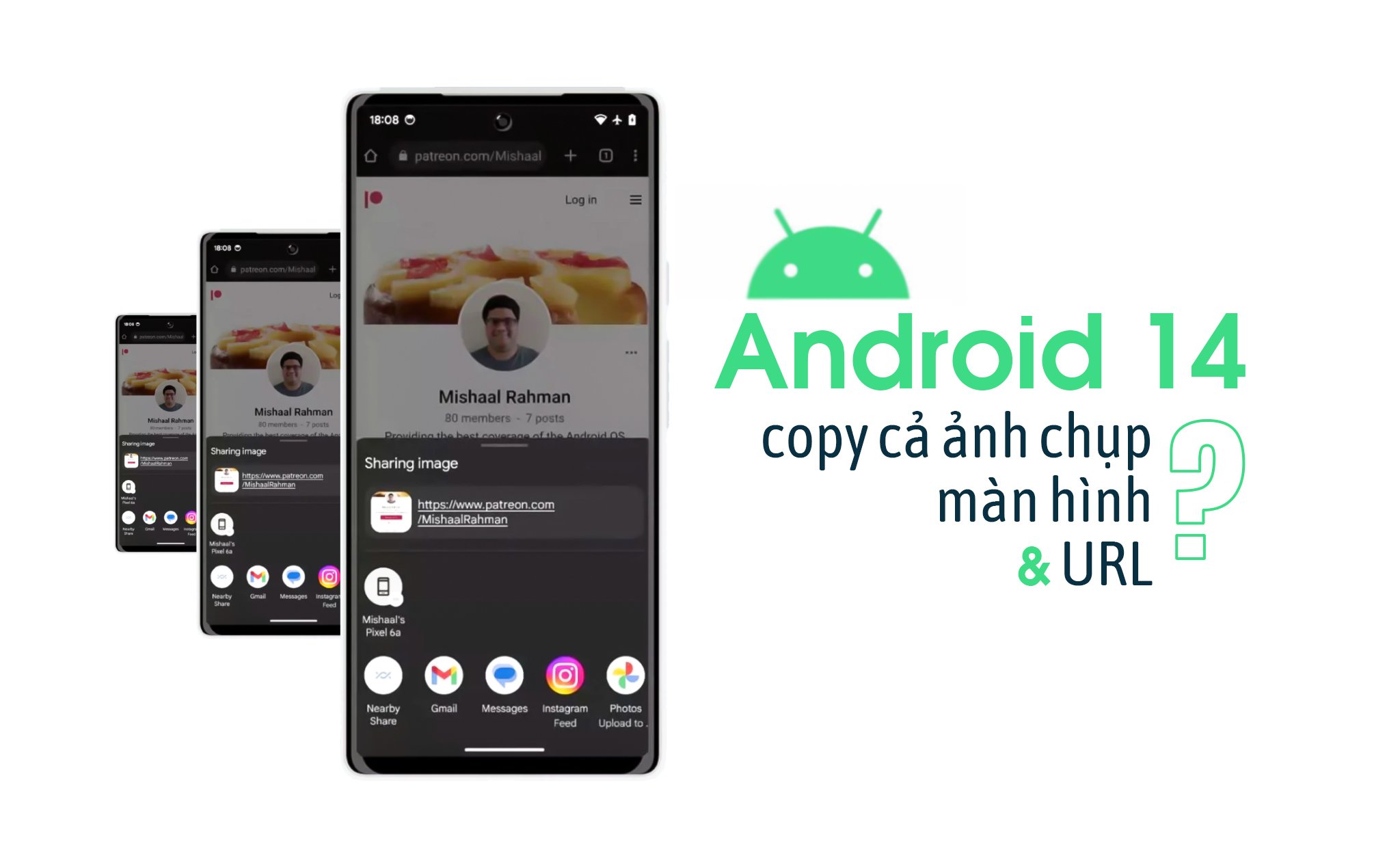 Android 14 sẽ cho phép chia sẻ URL đi kèm với ảnh chụp màn hình?