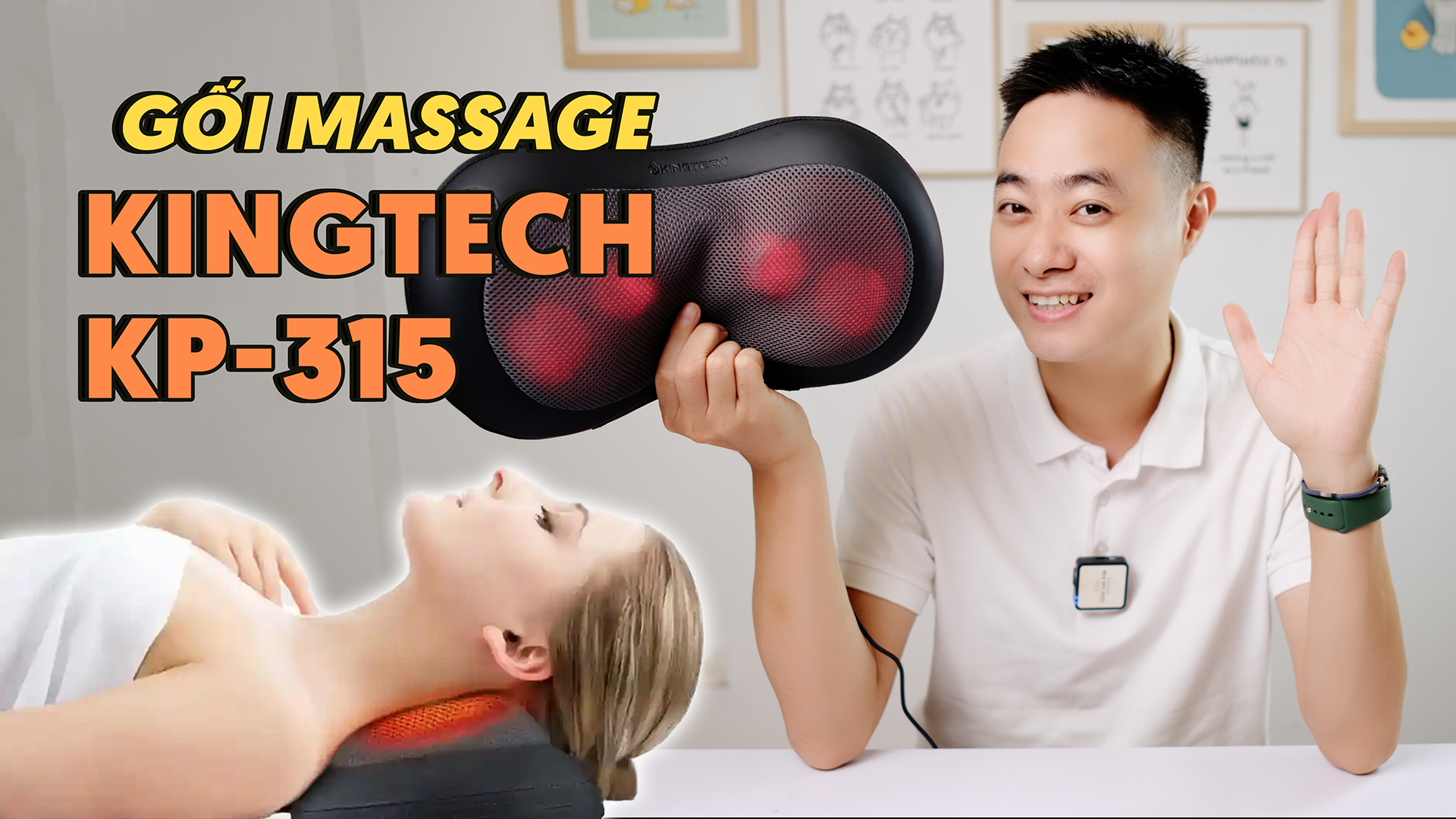 Gối massage đa năng Kingtech KP-315 - Thư giãn toàn thân, từ đầu đến chân