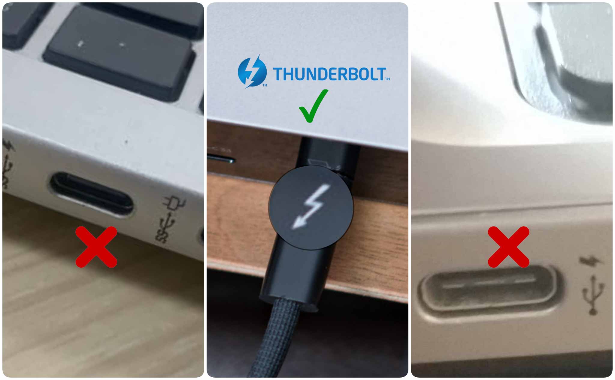 Ký hiệu Thunderbolt trên cổng USB-C dễ nhầm lẫn qua cổng có tính năng sạc