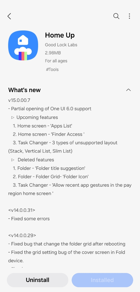 Home Up (Good Lock) chính thức cập nhật hỗ trợ One UI 6, hi vọng chỉnh được cái icon nhỏ lại