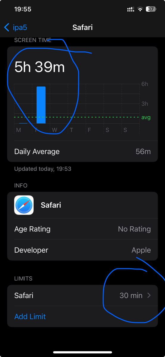 Screentime của apple gọi family link của android bằng cụ. Limit 30 phút mà vẫn xài được hơn 6 giờ.