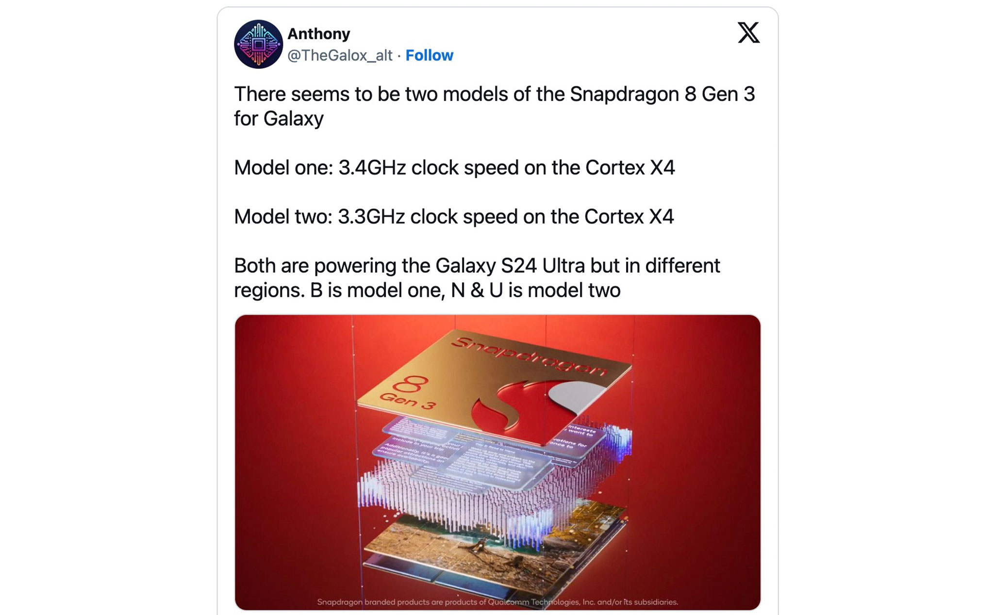 Galaxy S24 Ultra bán ở Mỹ sẽ có tốc độ xung thấp hơn?