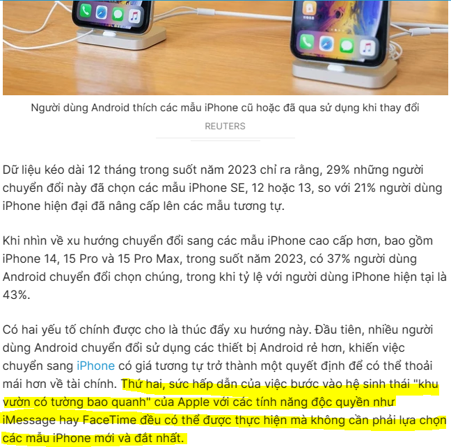 "Người dùng Android thích chuyển sang iPhone đời cũ"