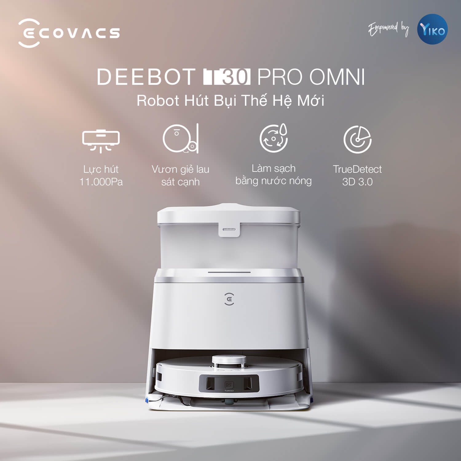 Robot hút bụi lau nhà hiện đại nhất Ecovacs Deebot T30 Pro Omni