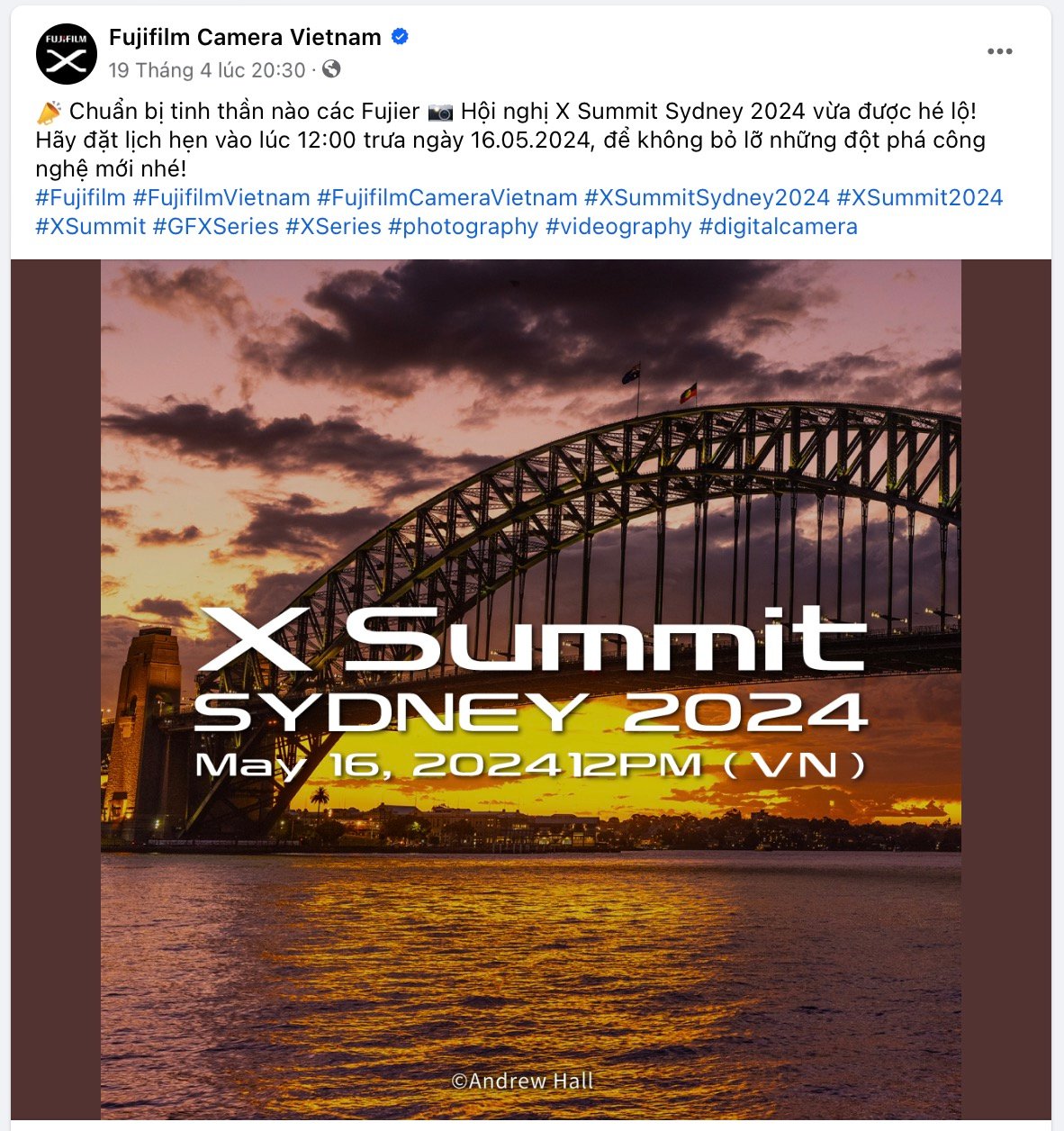 Fujifilm X-Summit Sydney 2024 sẽ diễn ra vào 16/05 tới