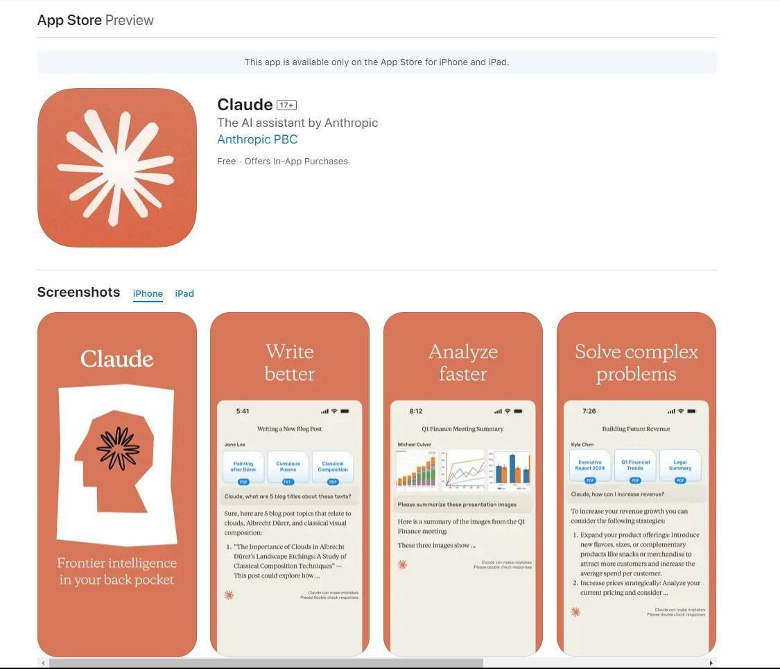 Claude AI chính chủ chính thức ra mắt trên iOS.