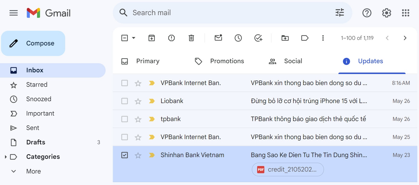 Gmail thêm mục Updates trong Inbox, email ít quan trọng sẽ được lọc vô đó