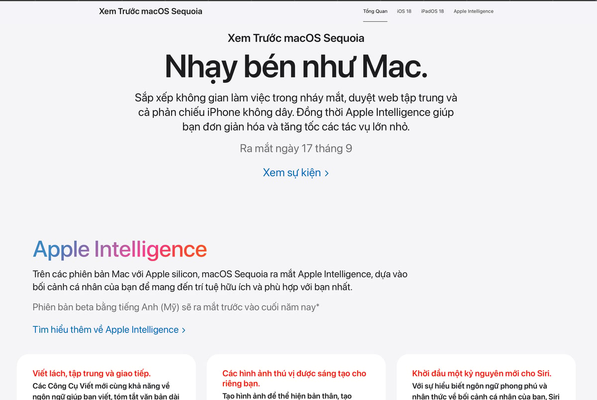 Trong khi ae hóng iPhone 16 Series thì tôi hóng Mac Os Sequoia ra mắt để dùng Apple Intelligence....