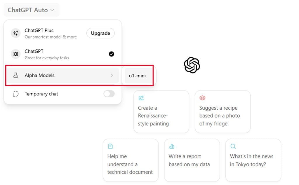 Đã có thể dùng model OpenAI o1-mini miễn phí trên chatGPT