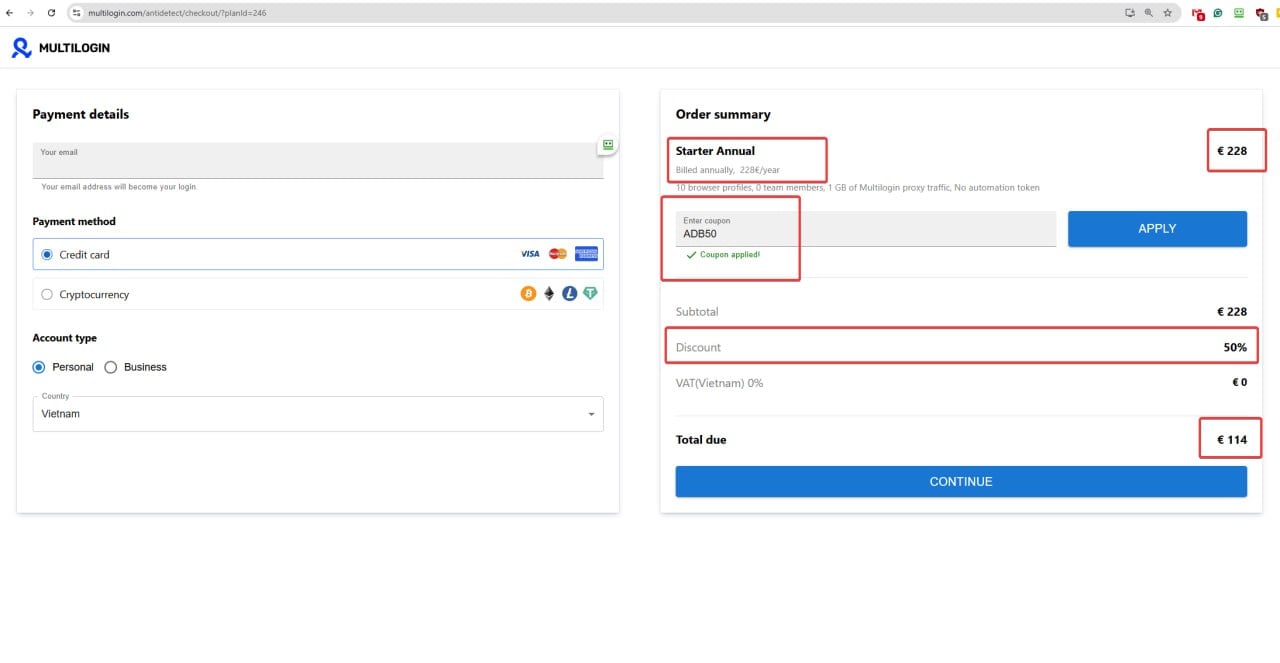 Guide to Using Code ADB50 Multilogin Annual Plans - tiết kiệm cho doanh nghiệp với mã ADB50