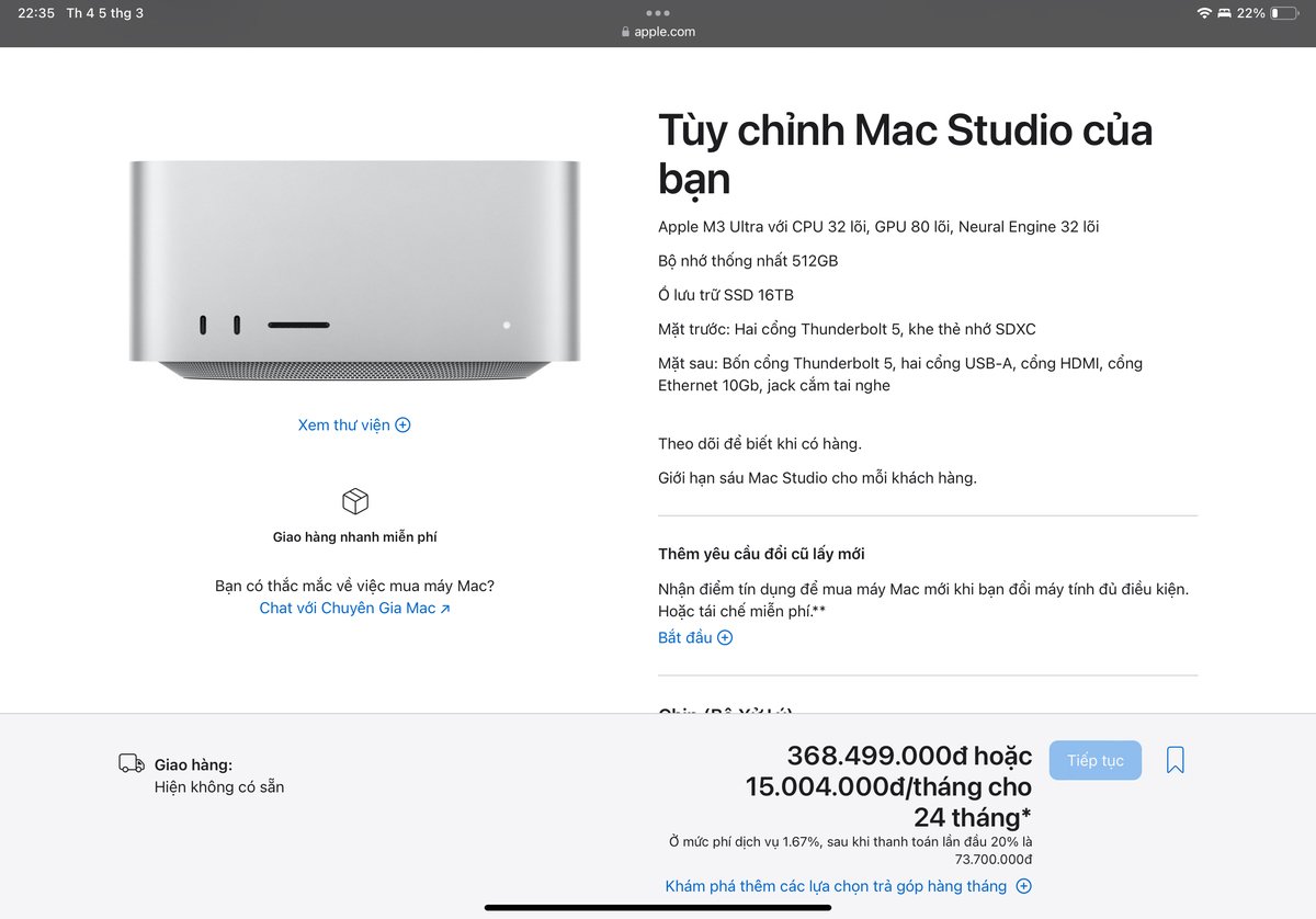 Thử bản cao nhất của Mac Studio mới