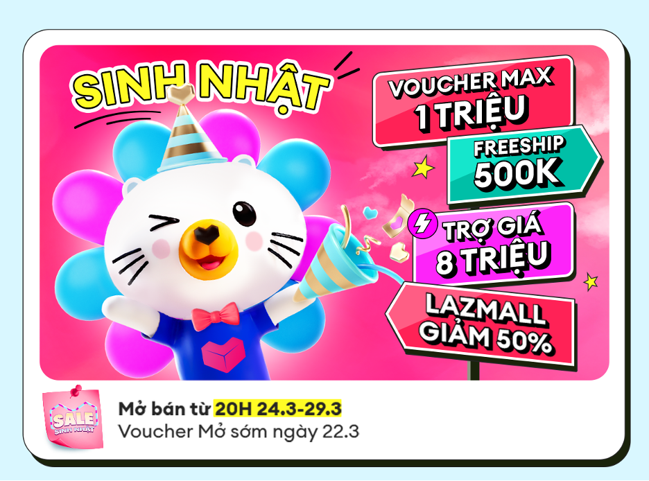 Lazada kỷ niệm 13 năm, freeship toàn sàn, anh em tranh thủ